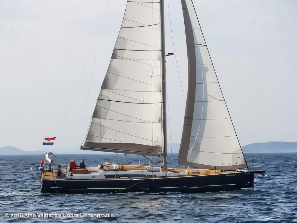 Exterior overview of Dufour 56 Exclusive Owner Version sail boat for charter from Primosten Marina Kremik in the Split sailing area Croatia