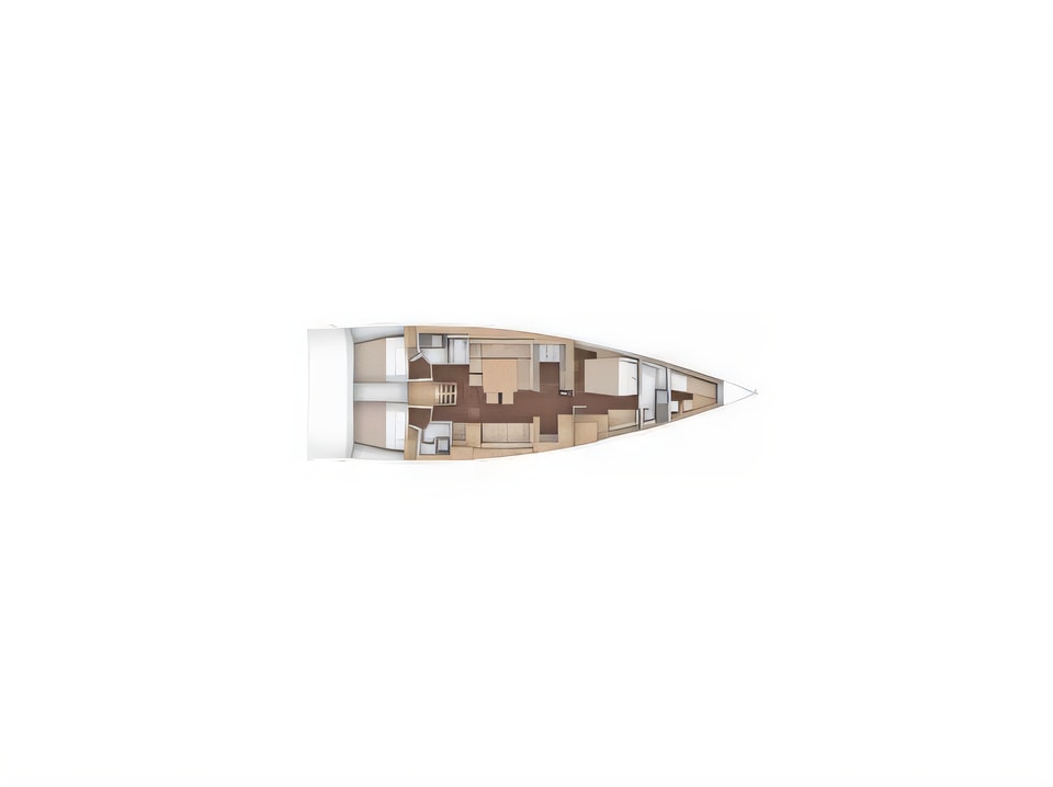 Layout of Dufour 56 Exclusive Owner Version sail boat with 4 cabins Croatia yacht charter