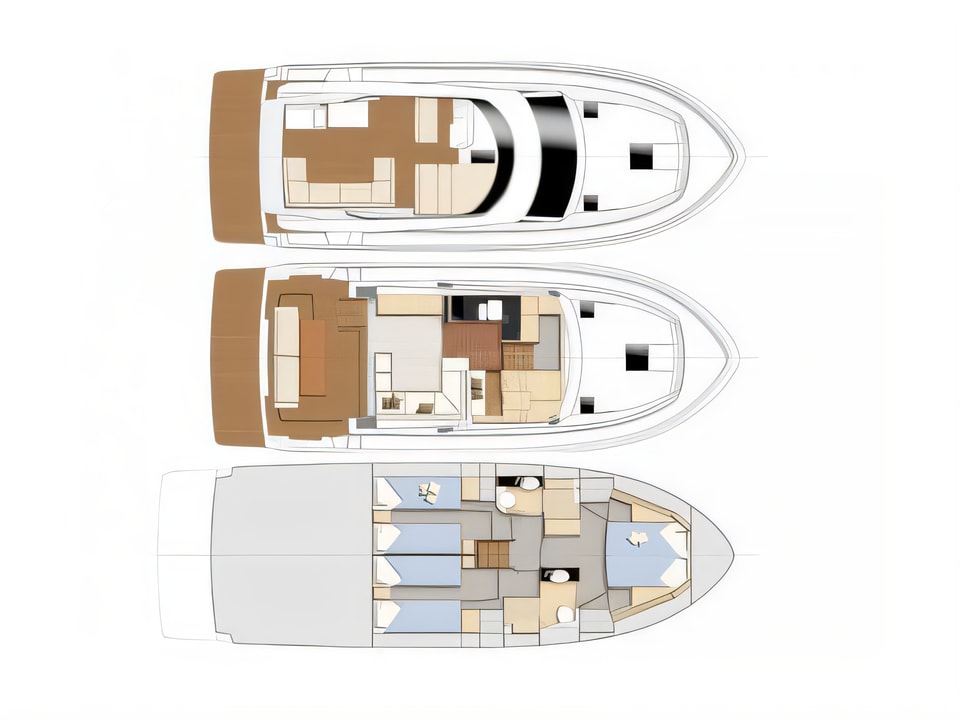 Bavaria Virtess 420 Fly yacht layout 3 cabins Croatia charter