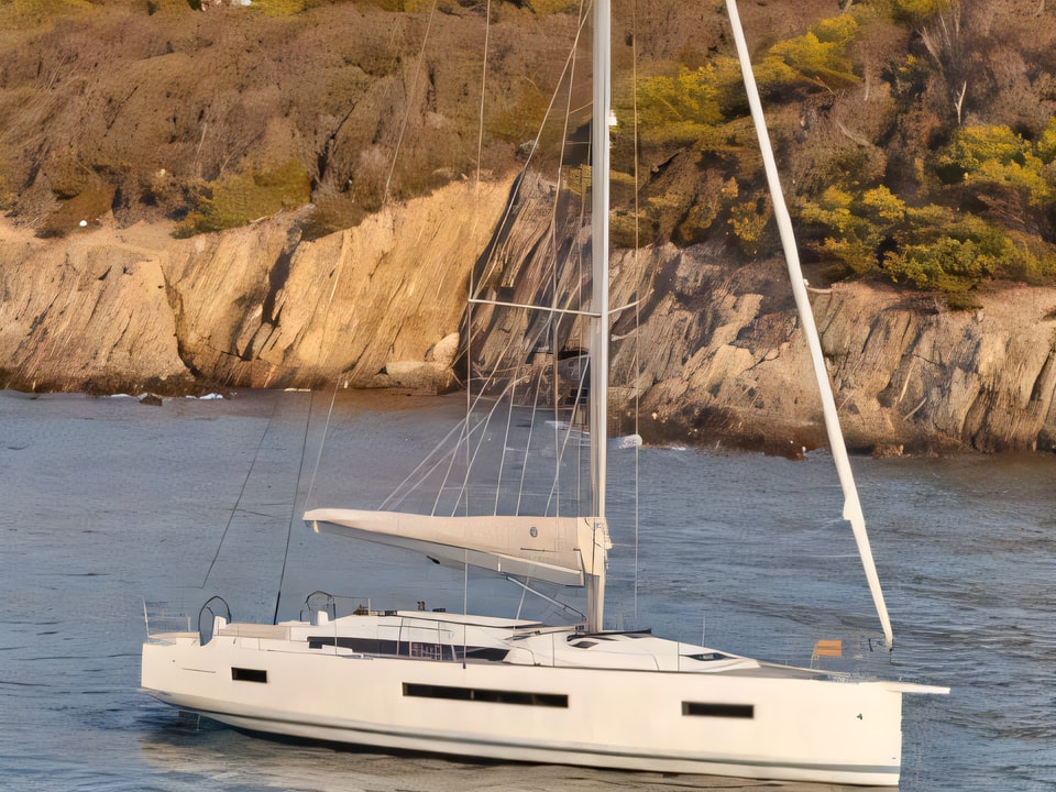 Exterior overview of Sun Odyssey 490 sail boat for charter from Sibenik Marina Mandalina in the Sibenik sailing area Croatia