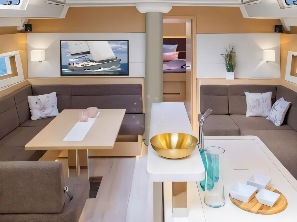 Interior of Hanse 588 sail boat with 4 cabins Croatia yacht charter