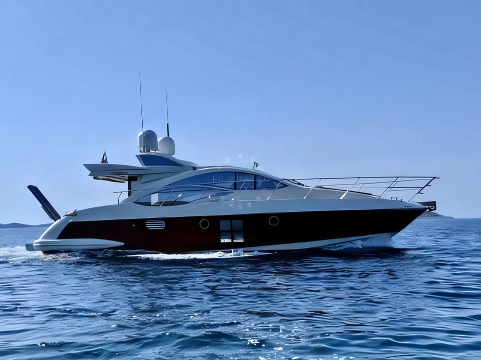 Exterior overview of Azimut 43 motor boat for charter from Sibenik Marina Mandalina in the Sibenik sailing area Croatia