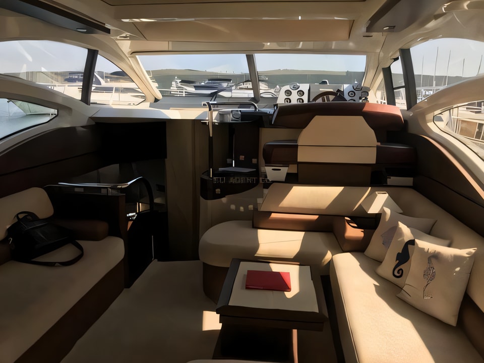 Interior of Azimut 43 motor boat with 2 cabins Croatia yacht charter