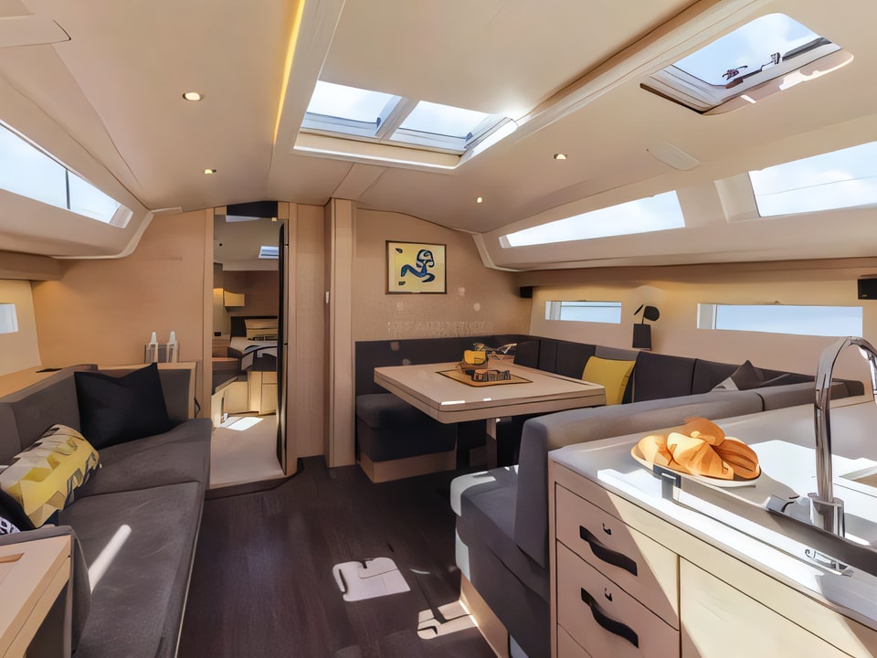 Interior of Jeanneau 51 sail boat with 3 cabins Croatia yacht charter