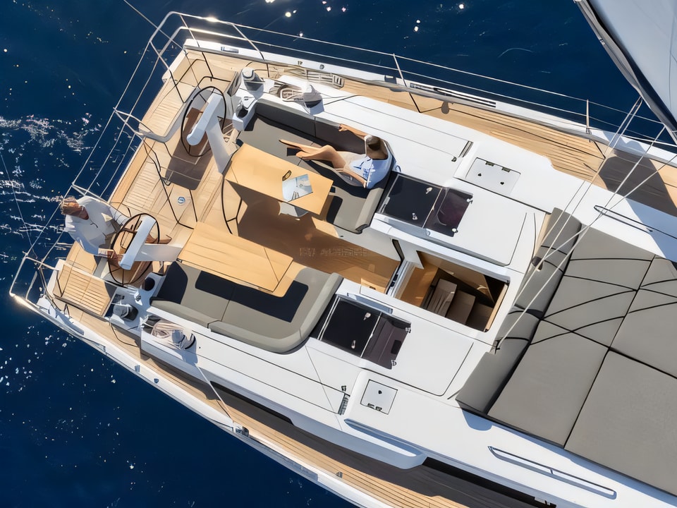 Exterior overview of Hanse 508 sail boat for charter from Biograd Kornati in the Zadar sailing area Croatia