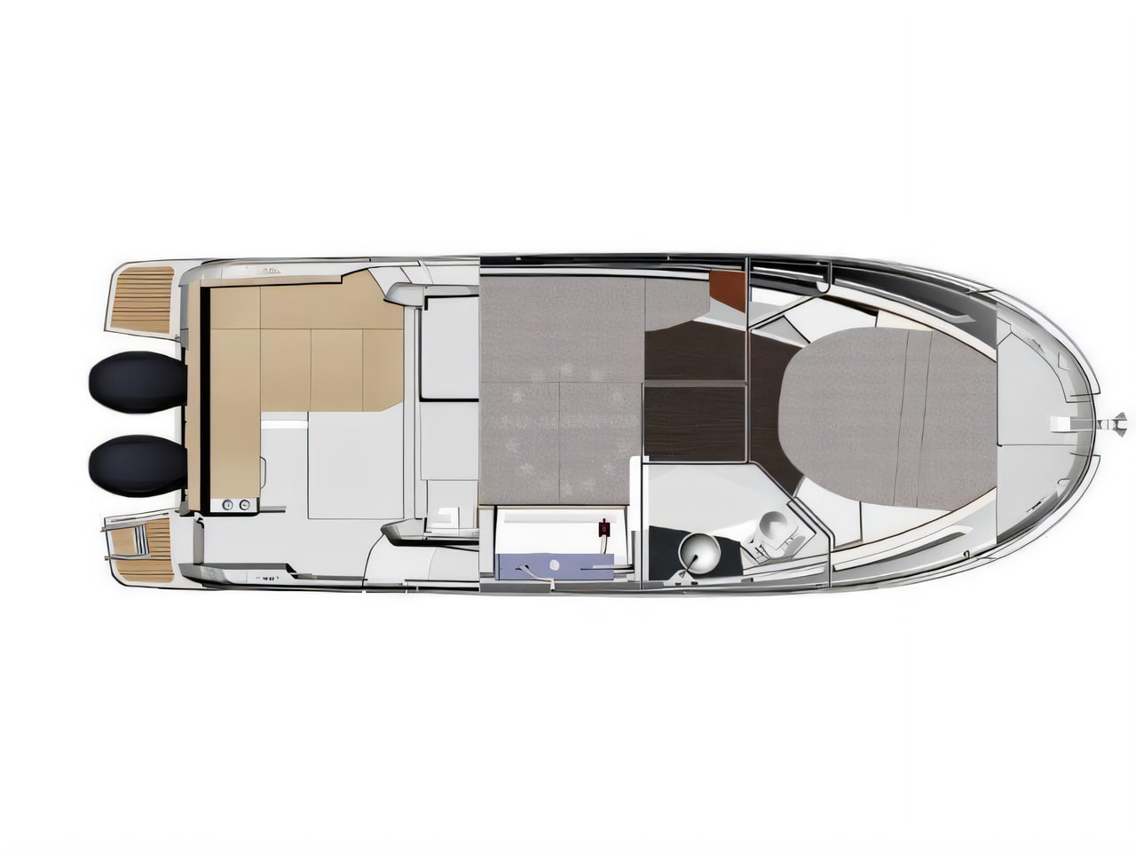 Interior of Merry Fisher 895 motor boat with 2 cabins Croatia yacht charter