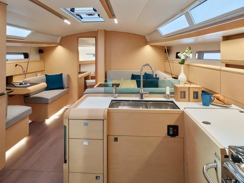 Interior of Sun Odyssey 449 sail boat with 4 cabins Croatia yacht charter