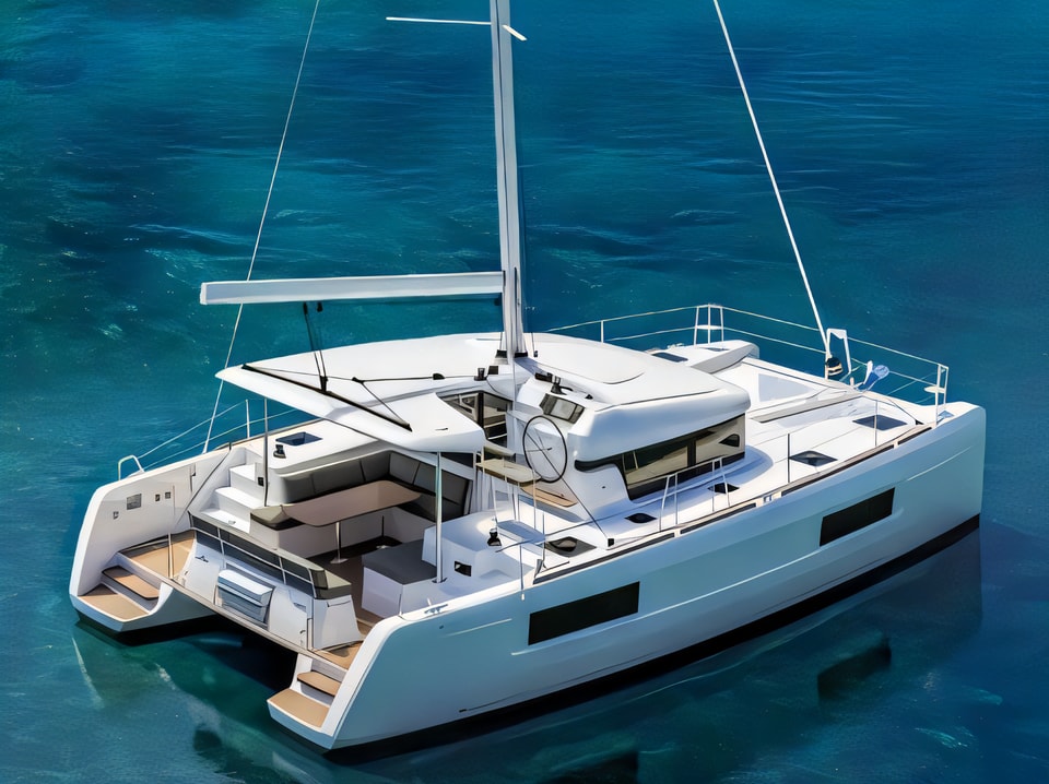 Exterior overview of Lagoon 40 catamaran for charter from Dubrovnik ACI Marina in the Dubrovnik sailing area Croatia