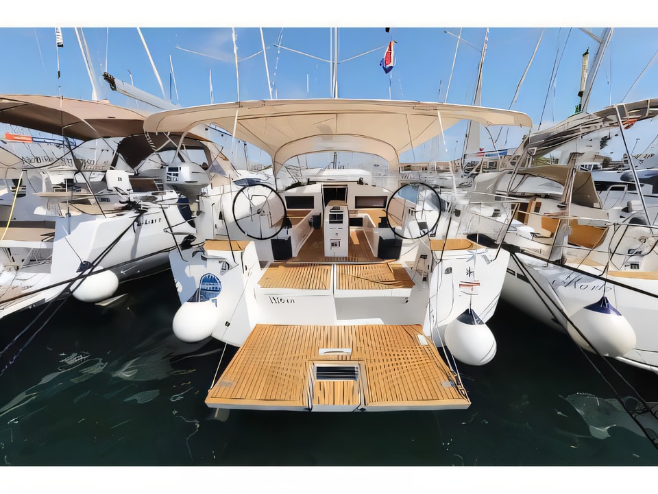 Exterior overview of Sun Odyssey 440 sail boat for charter from Biograd Kornati in the Zadar sailing area Croatia