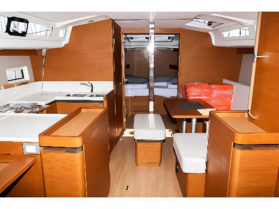 Interior of Sun Odyssey 440 sail boat with 4 cabins Croatia yacht charter