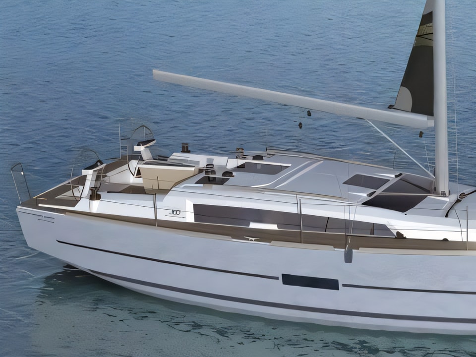 Exterior overview of Dufour 360 Grand Large sail boat for charter from Dubrovnik ACI Marina in the Dubrovnik sailing area Croatia