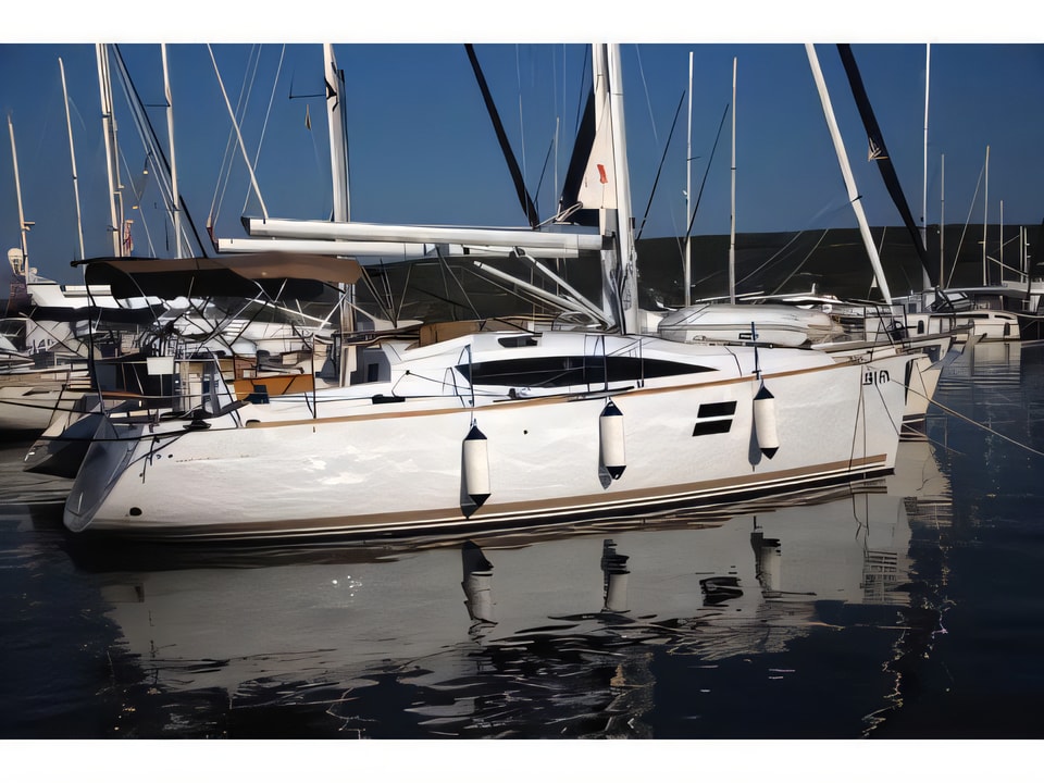 Exterior overview of Elan 35 Impression sail boat for charter from Krk Marina Punat in the Istria / Kvarner sailing area Croatia