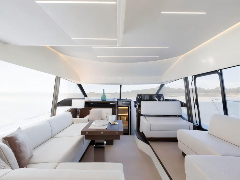 Interior of Prestige 520 Fly motoryacht with 3 cabins Croatia yacht charter