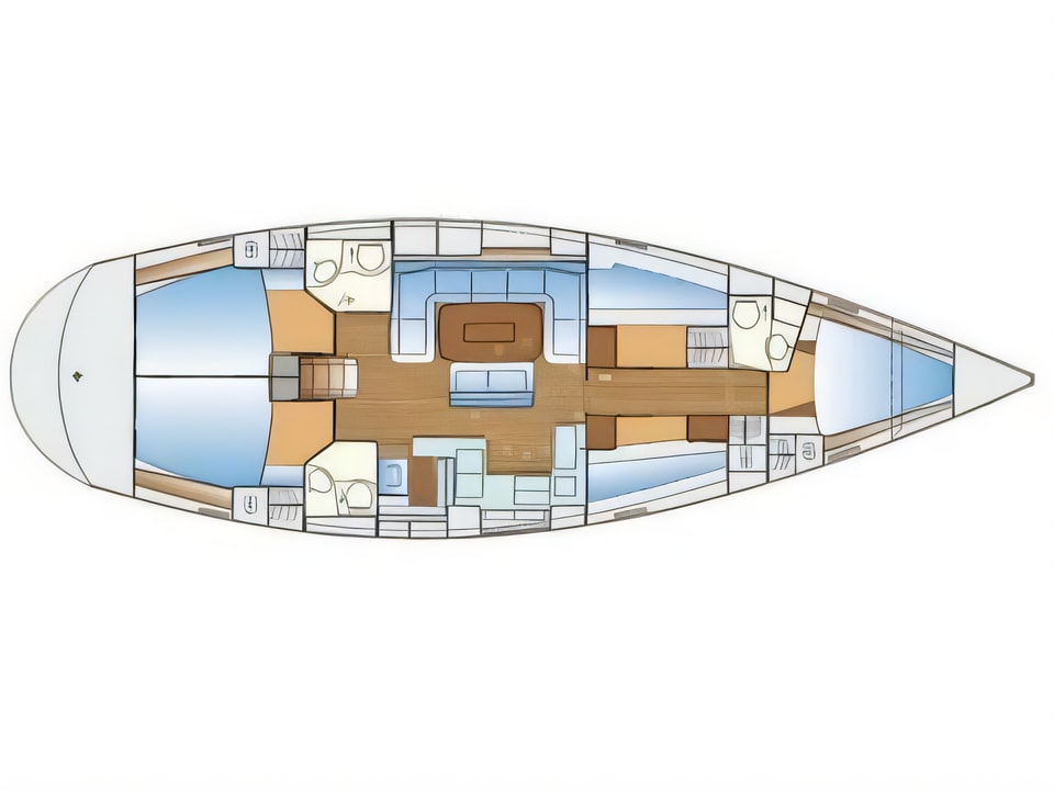Layout of Bavaria 50 sail boat with 5 cabins Croatia yacht charter
