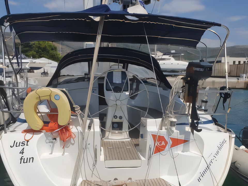 Exterior overview of Bavaria 39 Cruiser sail boat for charter from Primosten Marina Kremik in the Sibenik sailing area Croatia