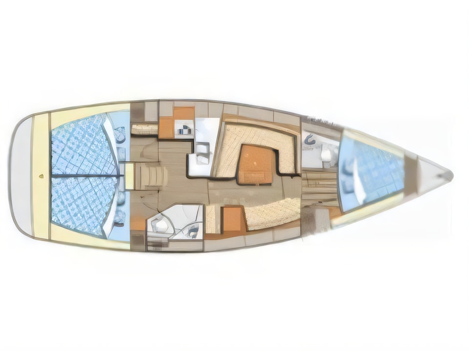 Elan 384 Impression yacht layout 3 cabins Croatia charter