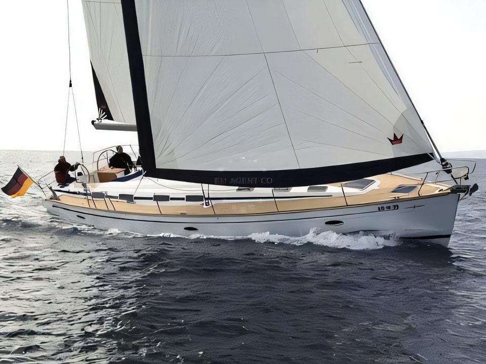 Exterior overview of Bavaria 50 sail boat for charter from Krk Marina Punat in the Istria / Kvarner sailing area Croatia