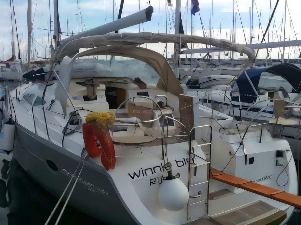 Exterior overview of Elan 434 sail boat for charter from Krk Marina Punat in the Istria / Kvarner sailing area Croatia
