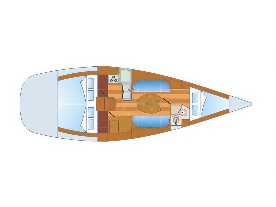 Layout of First 40.7 sail boat with 3 cabins Croatia yacht charter