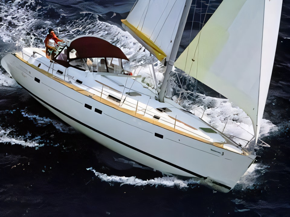 Exterior overview of Oceanis 411 sail boat for charter from Krk Marina Punat in the Istria / Kvarner sailing area Croatia