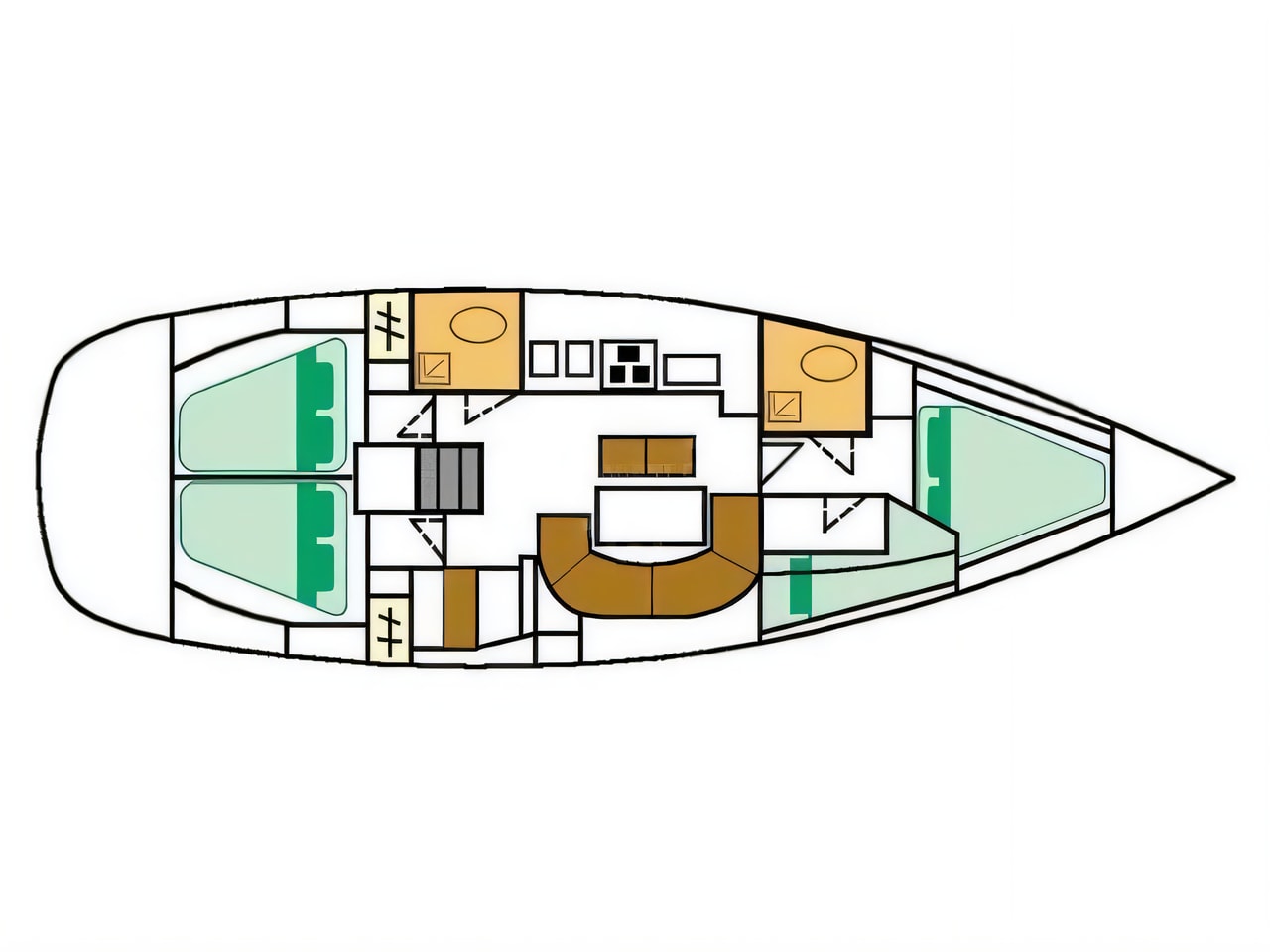 Interior of Oceanis 411 sail boat with 3 cabins Croatia yacht charter