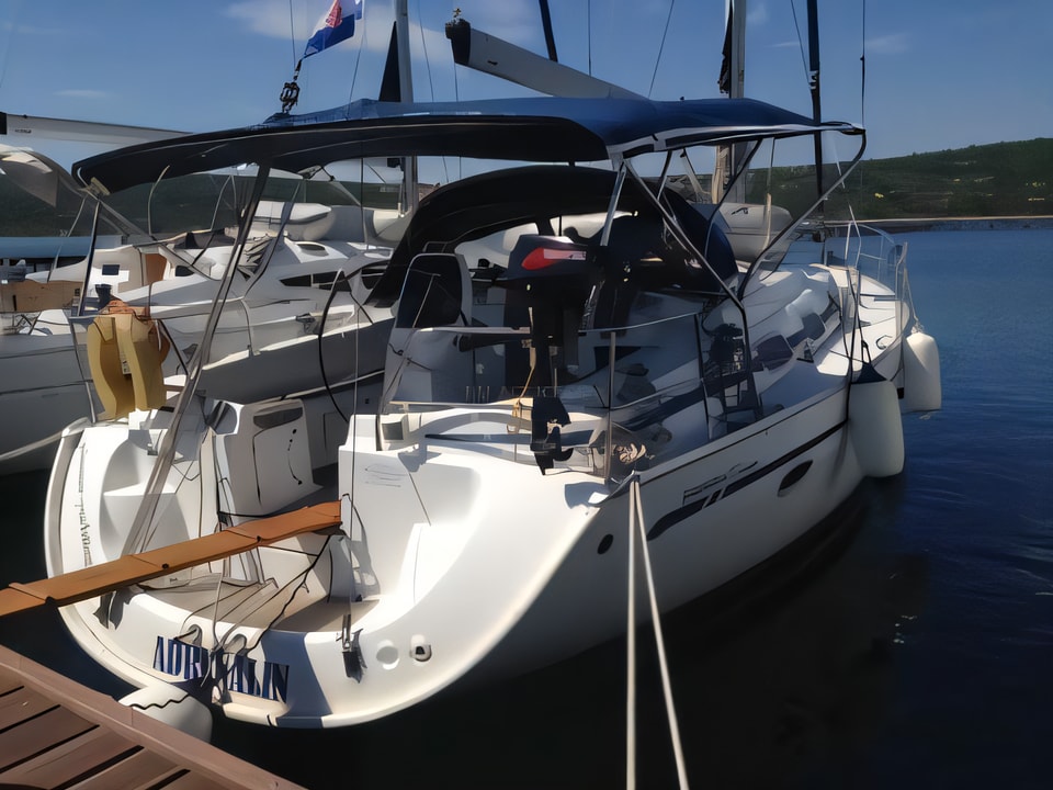 Exterior overview of Bavaria 39 Cruiser sail boat for charter from Krk Marina Punat in the Istria / Kvarner sailing area Croatia