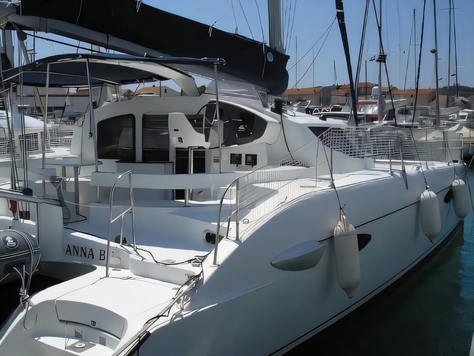 Exterior overview of Lavezzi 40 catamaran for charter from Krk Marina Punat in the Istria / Kvarner sailing area Croatia
