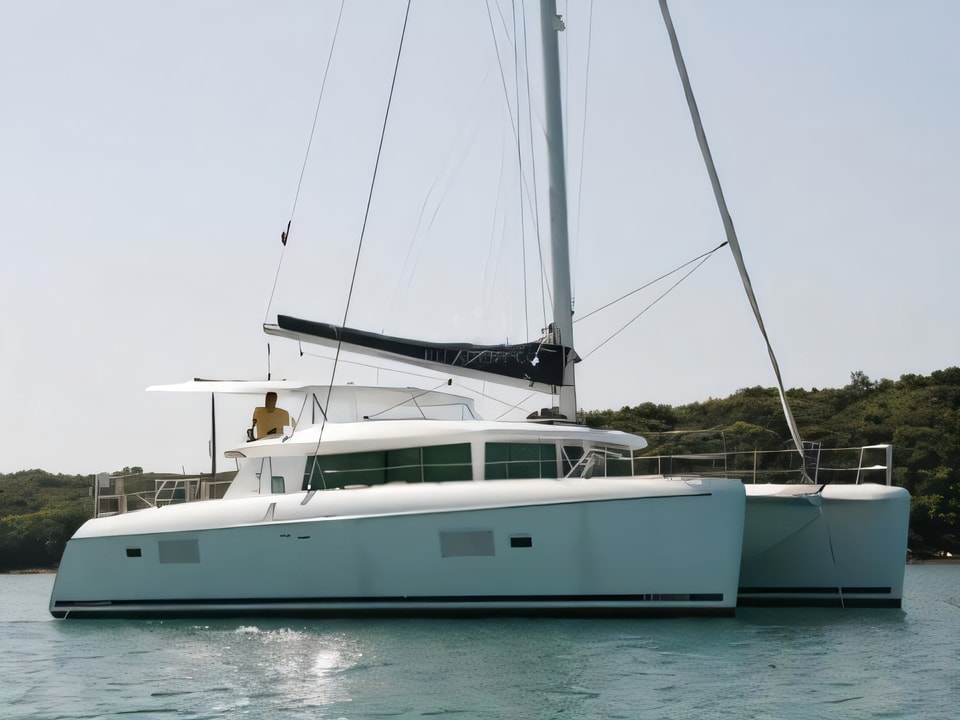 Exterior overview of Lagoon 420 catamaran for charter from Krk Marina Punat in the Istria / Kvarner sailing area Croatia