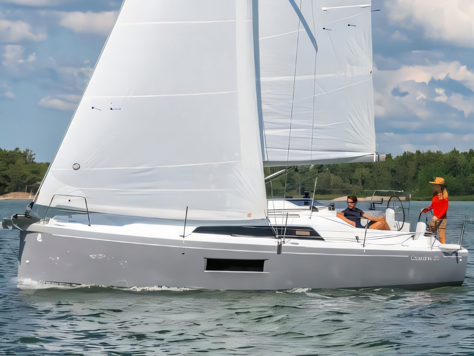 Exterior overview of Oceanis 30.1 sail boat for charter from Sukosan Marina Dalmacija in the Zadar sailing area Croatia