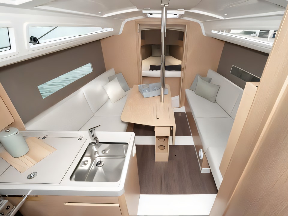 Interior of Oceanis 30.1 sail boat with 2 cabins Croatia yacht charter