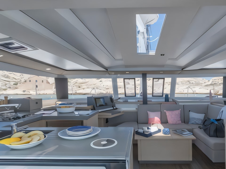 Interior of Astrea 42 catamaran with 6 cabins Croatia yacht charter