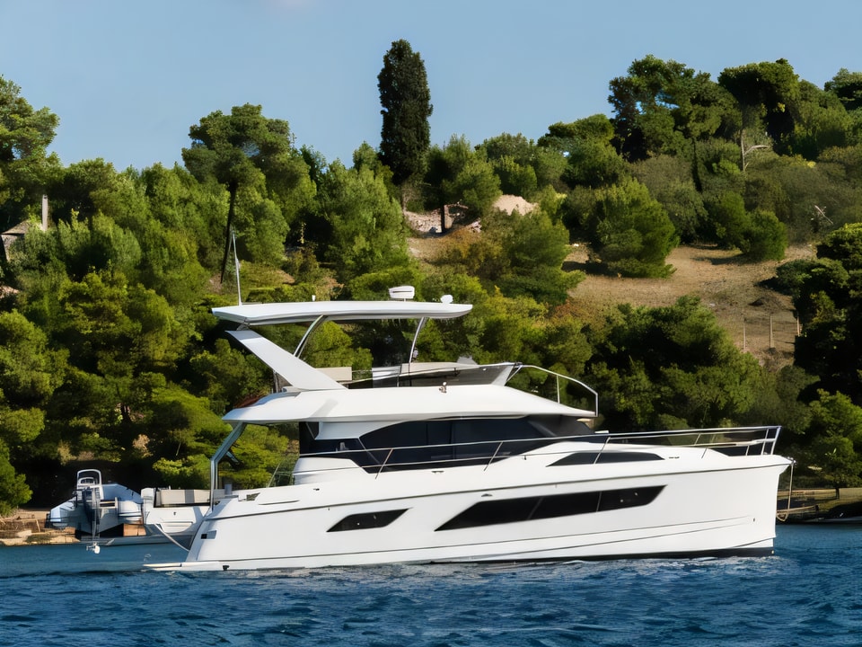 Exterior overview of Aquila 44 Power catamaran catamaran for charter from Sibenik Marina Mandalina in the Sibenik sailing area Croatia