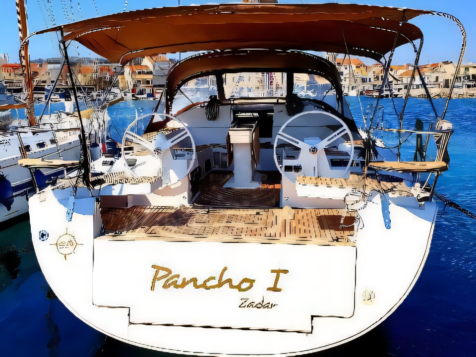 Exterior overview of Elan 50 Impression sail boat for charter from Murter ACI Marina Jezera in the Sibenik sailing area Croatia