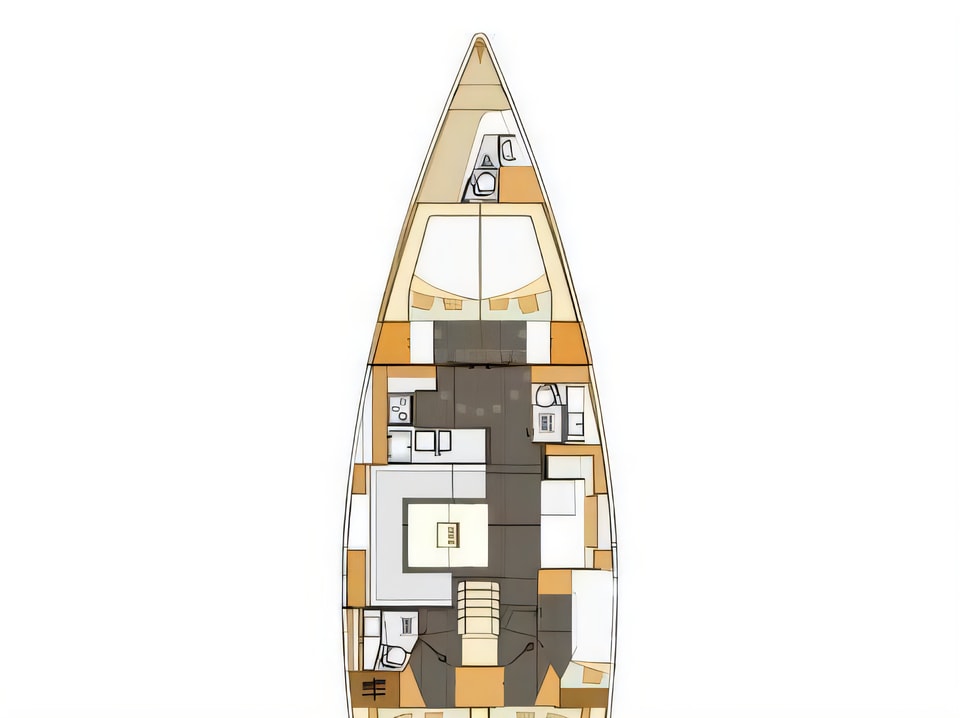 Layout of Elan 50 Impression sail boat with 5 cabins Croatia yacht charter