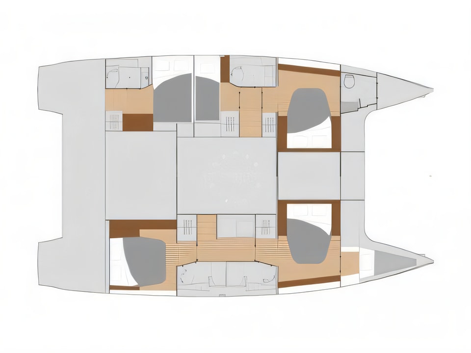 Interior of Saona 47 quintet catamaran with 6 cabins Croatia yacht charter