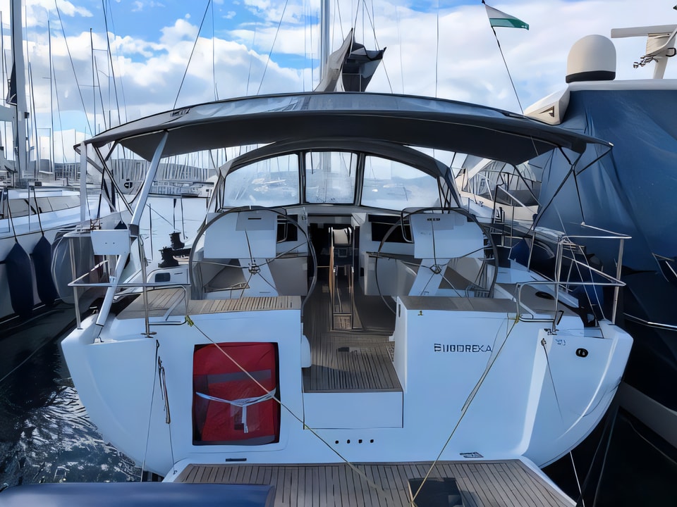 Exterior overview of Hanse 455 sail boat for charter from Biograd Kornati in the Zadar sailing area Croatia