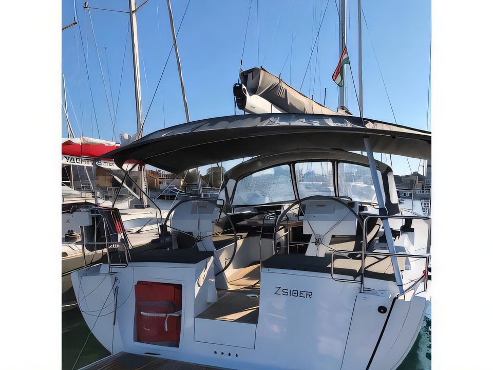 Exterior overview of Hanse 455 sail boat for charter from Biograd Kornati in the Zadar sailing area Croatia
