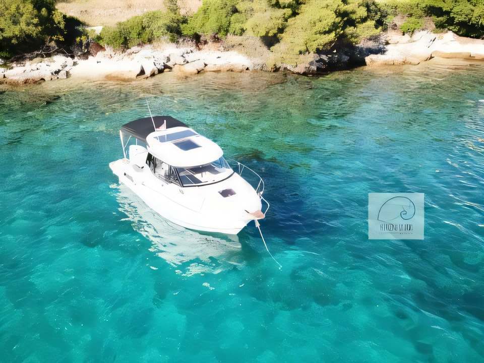 Exterior overview of Merry Fisher 795 motor boat for charter from Zadar Marina Borik in the Zadar sailing area Croatia