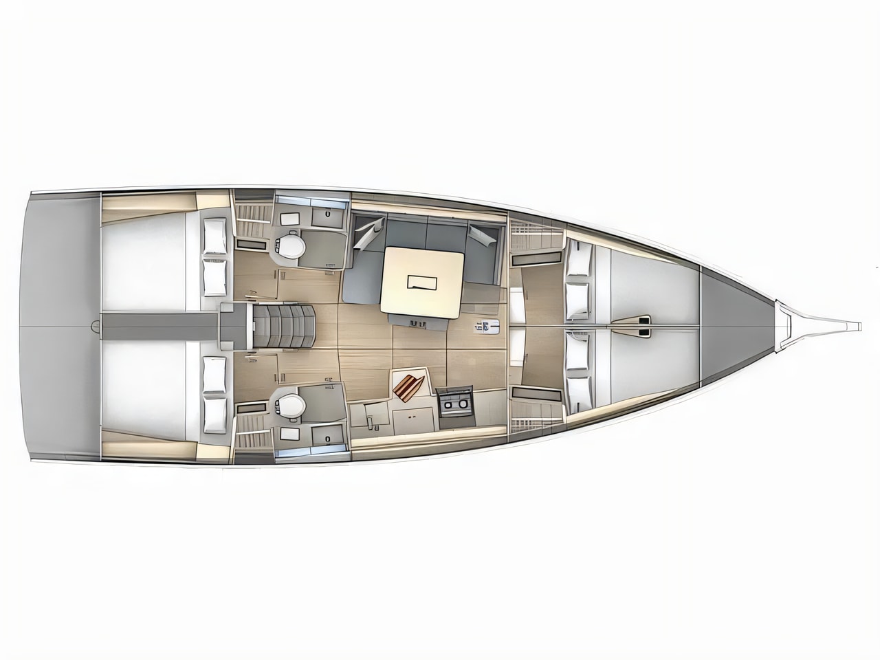 Interior of Dufour 41 GL sail boat with 4 cabins Croatia yacht charter