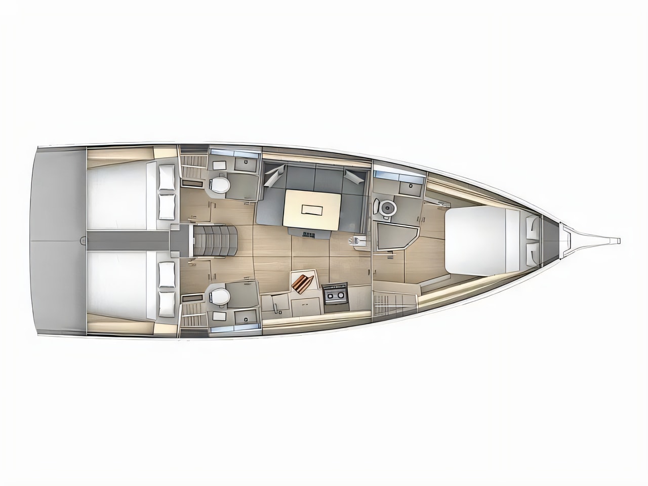 Interior of Dufour 41 GL sail boat with 3 cabins Croatia yacht charter