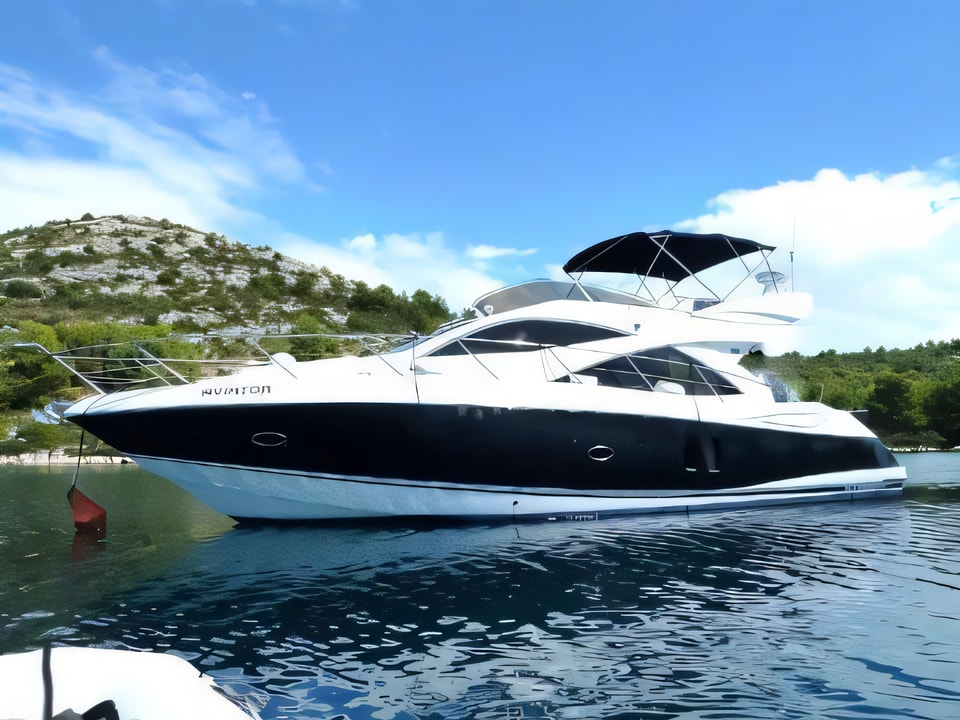 Exterior overview of Manhattan 50 motoryacht for charter from Primosten Marina Kremik in the Sibenik sailing area Croatia