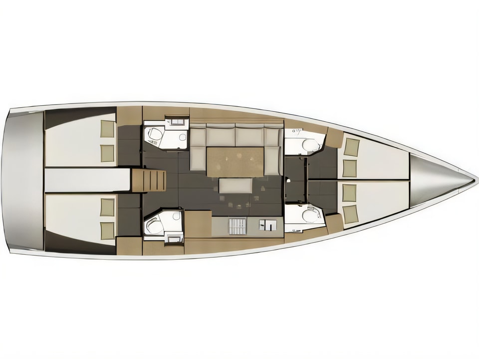 Layout of Dufour 460 Grand Large sail boat with 4 cabins Croatia yacht charter