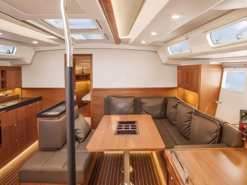 Interior of Hanse 505 sail boat with 5 cabins Croatia yacht charter
