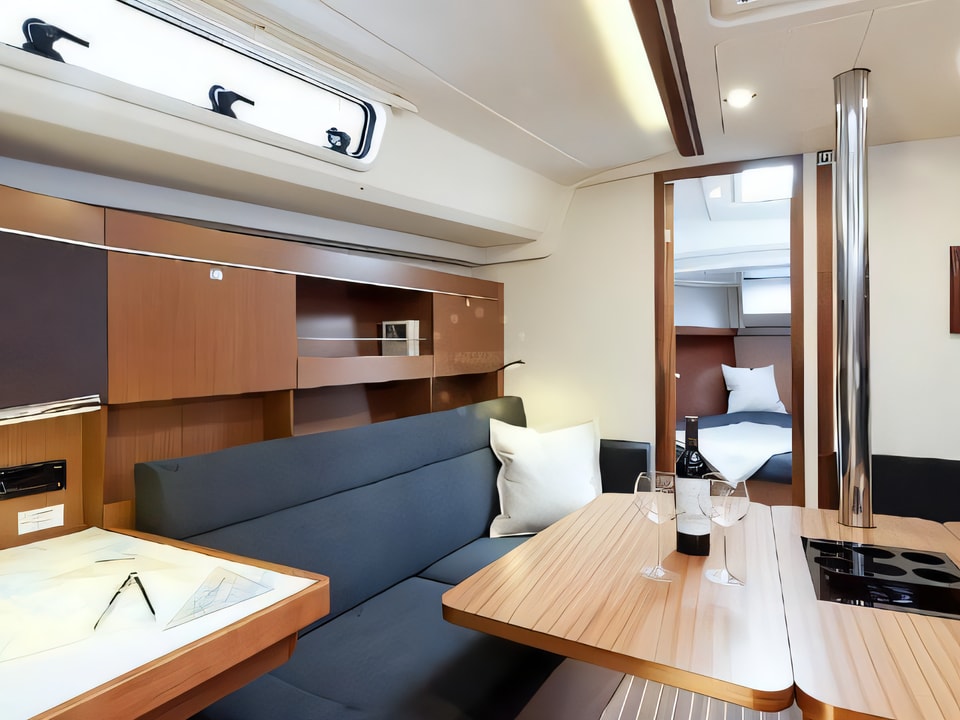 Interior of Hanse 385 sail boat with 3 cabins Croatia yacht charter