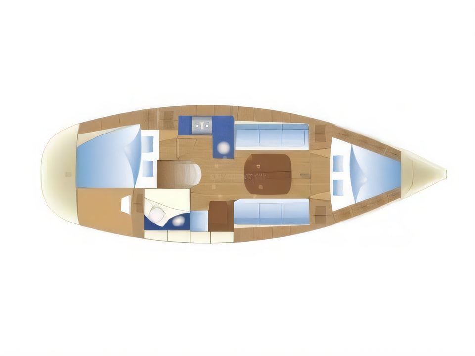 Layout of Bavaria 32 sail boat with 2 cabins Croatia yacht charter