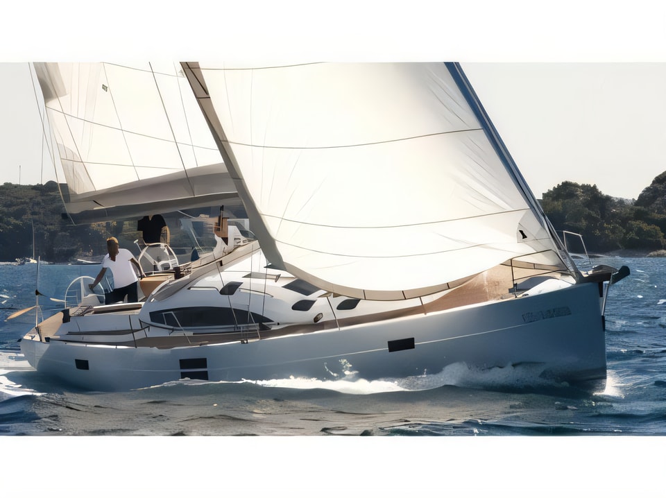 Exterior overview of Elan 50 Impression sail boat for charter from Pula Tehnomont Marina Veruda in the Istria / Kvarner sailing area Croatia