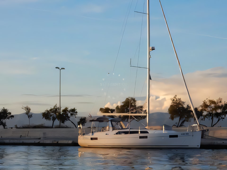 Exterior overview of Oceanis 41.1 sail boat for charter from Primosten Marina Kremik in the Sibenik sailing area Croatia