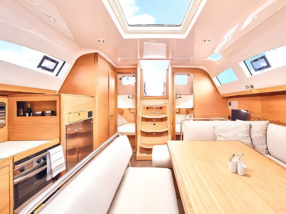 Interior of Elan Impression 45.1 sail boat with 4 cabins Croatia yacht charter