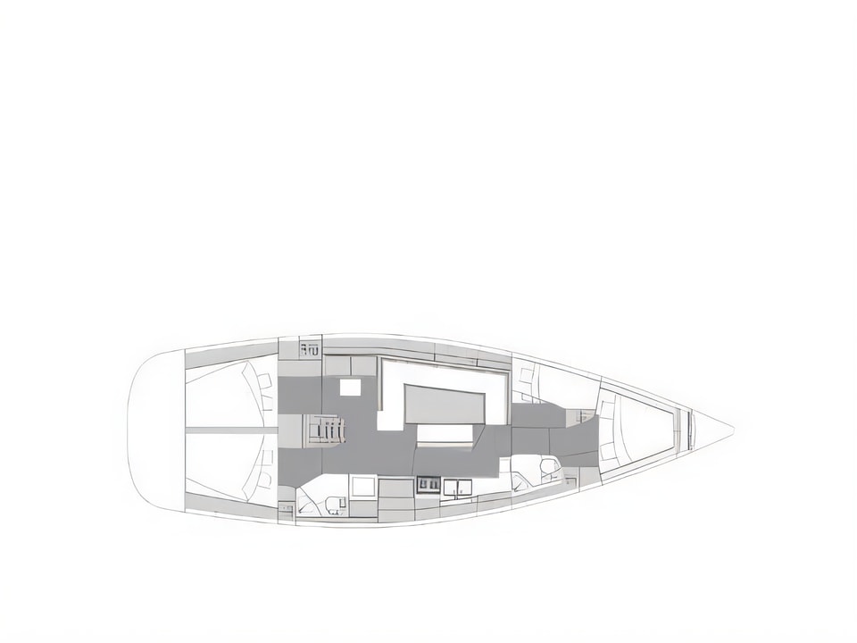 Layout of Elan Impression 45.1 sail boat with 4 cabins Croatia yacht charter