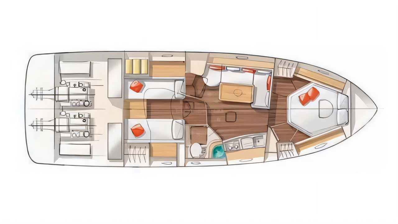 Interior of Monte Carlo 37 Hard Top motor boat with 2 cabins Croatia yacht charter